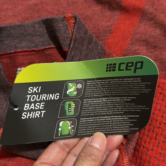 CEP Ski Touring Base Shirt Red Wool Cashmere Blend Long Sleeve Base Layer NWT-L - Picture 12 of 15